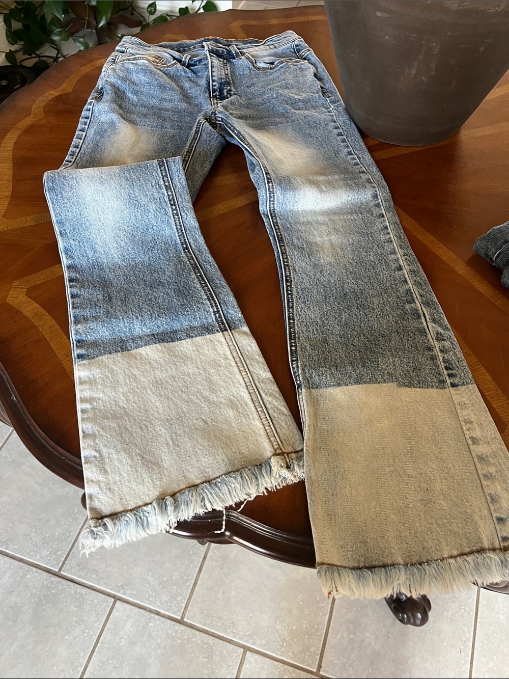 VENUS Women's Boot Cut Two-Tone Light and Medium Blue Jeans